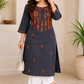 Nihaar Grey Pure Cotton Multithread Chikankari Kurti