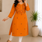 Nihaar Mustard Yellow Pure Cotton Multithread Chikankari Kurti