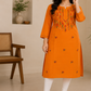 Nihaar Mustard Yellow Pure Cotton Multithread Chikankari Kurti