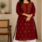 Maroon Pure Cotton Front Open Multithread Chikankari Kurti