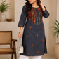 Nihaar Grey Pure Cotton Multithread Chikankari Kurti