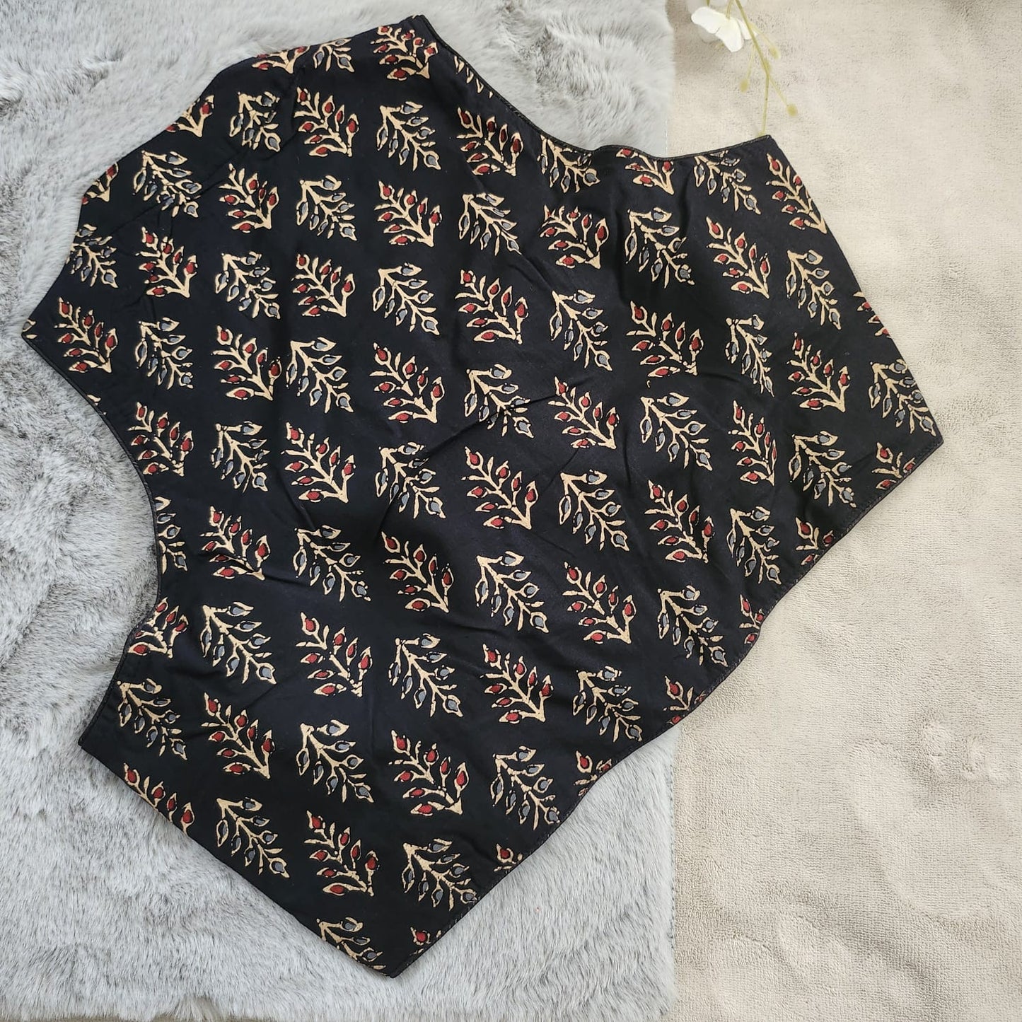 STORI Ajrakh High Neck Cotton Blouse
