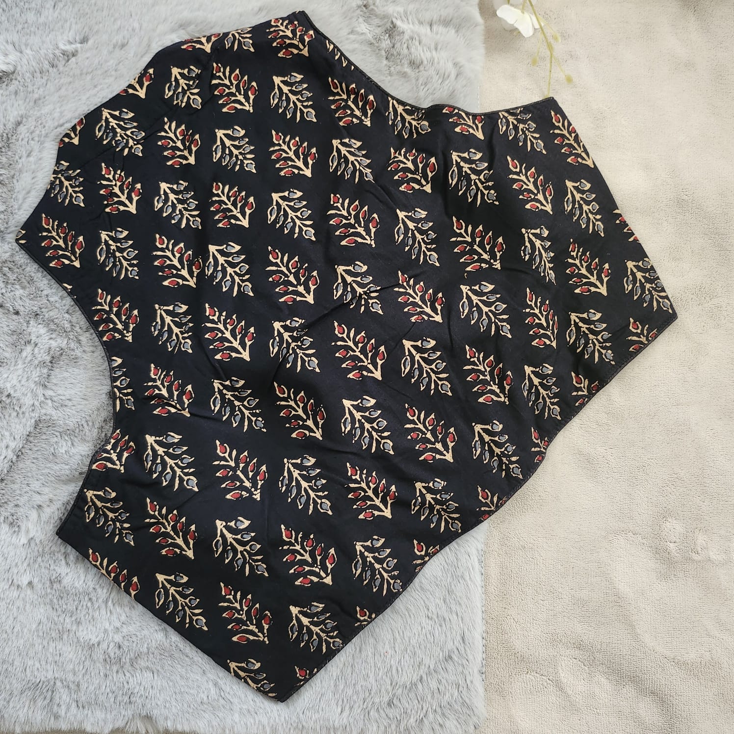 STORI Ajrakh High Neck Cotton Blouse