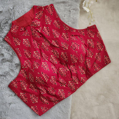 STORI Ajrakh High Neck Cotton Blouse