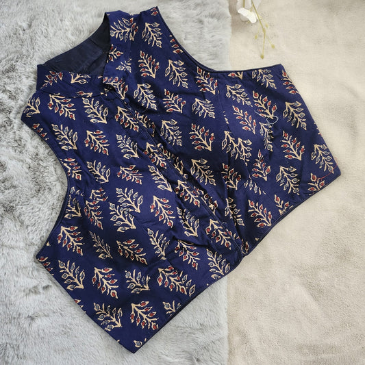 STORI Ajrakh High Neck Cotton Blouse