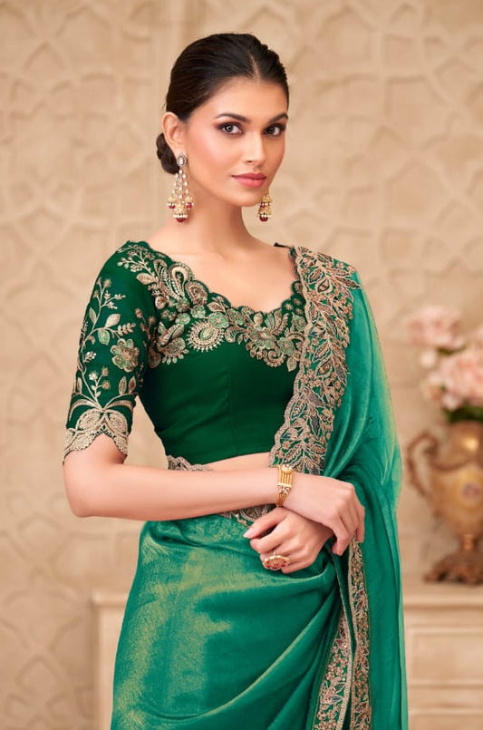 STORI Green Tissue Silk Saree