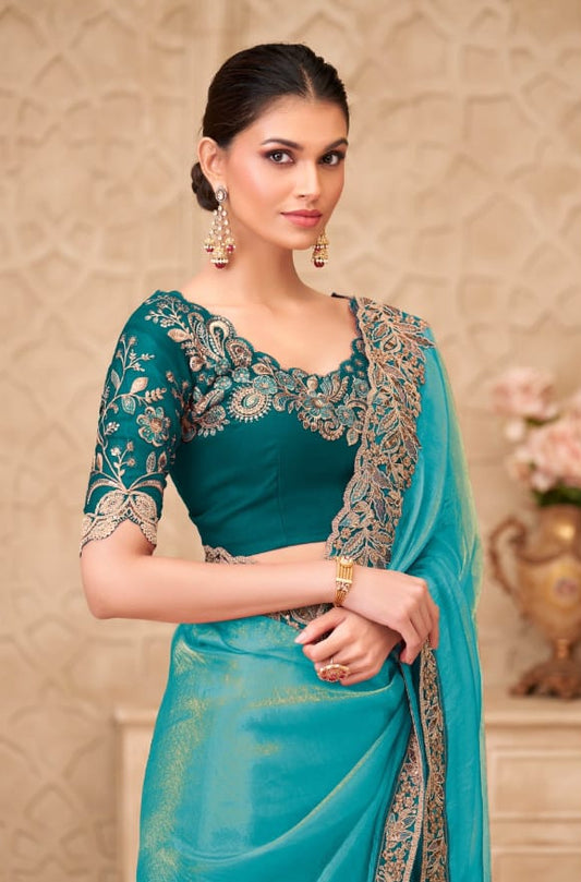 STORI Sky Blue Saree