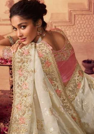 STORI Saree White Embroidered Saree