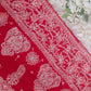 Bridal Red Sanah Handcrafted Lucknowi Chikankari Saree