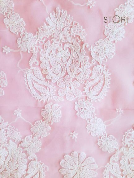 Baby Pink Sanah Handcrafted Lucknowi Chikankari Saree