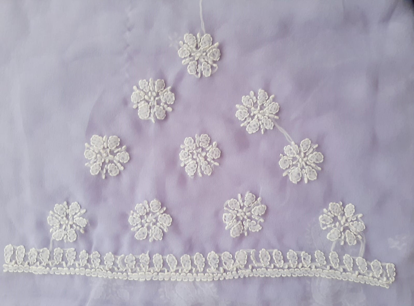 Lavendar Sanah Handcrafted Lucknowi Chikankari Saree