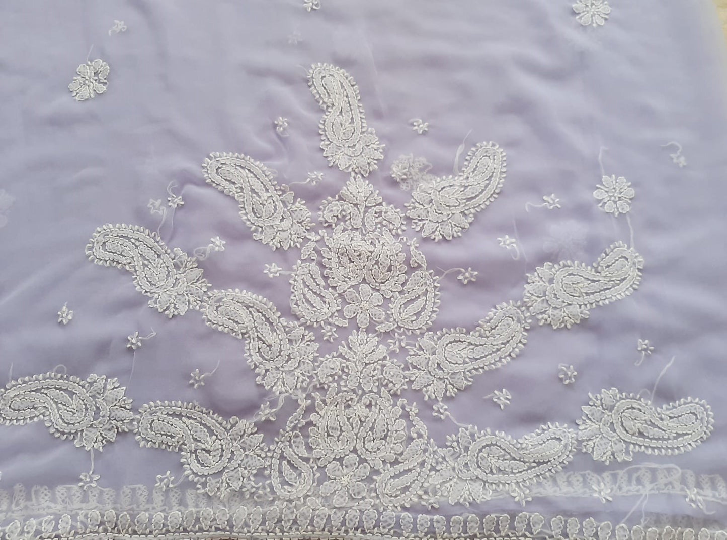 Lavendar Sanah Handcrafted Lucknowi Chikankari Saree