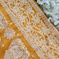 Mustard Yellow Sanah Handcrafted Lucknowi Chikankari Saree
