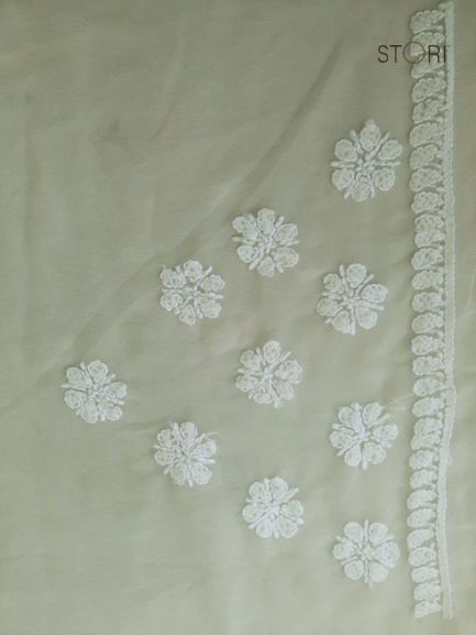 Lime Sanah Handcrafted Lucknowi Chikankari Saree