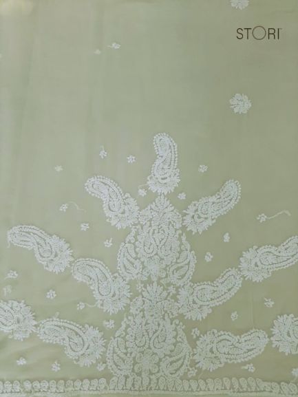 Lime Sanah Handcrafted Lucknowi Chikankari Saree