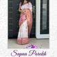 Sanpa Parekh i Ivory White Copper Zari Woven Linen Silk Saree