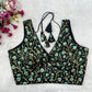 Black Silk Thread Embroidered Designer Blouse