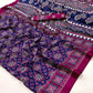 Purple & Blue Ajrakh Printed Saree