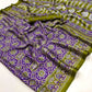Purple & Green Ajrakh Printed Saree