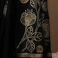 Black Munga Silk Saree With Zari Motifs