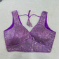 Purple Sequin Embroidered Readymade Blouse With Short Sleeves