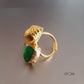 Golden Shell & Green Carved Quartz Finger Ring