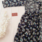 Blue Printed Floral Georgette Short Chikankari Kurti With Dori