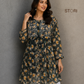 Green Printed Floral Georgette Short Chikankari Kurti With Dori