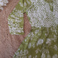 Bloom Printed Olive Green Cotton Mulmul Chikankari Short Kurti