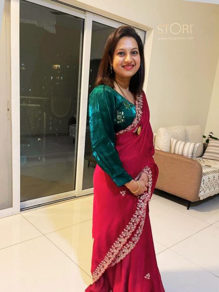 Shruti Jha in STORI Green Blouse