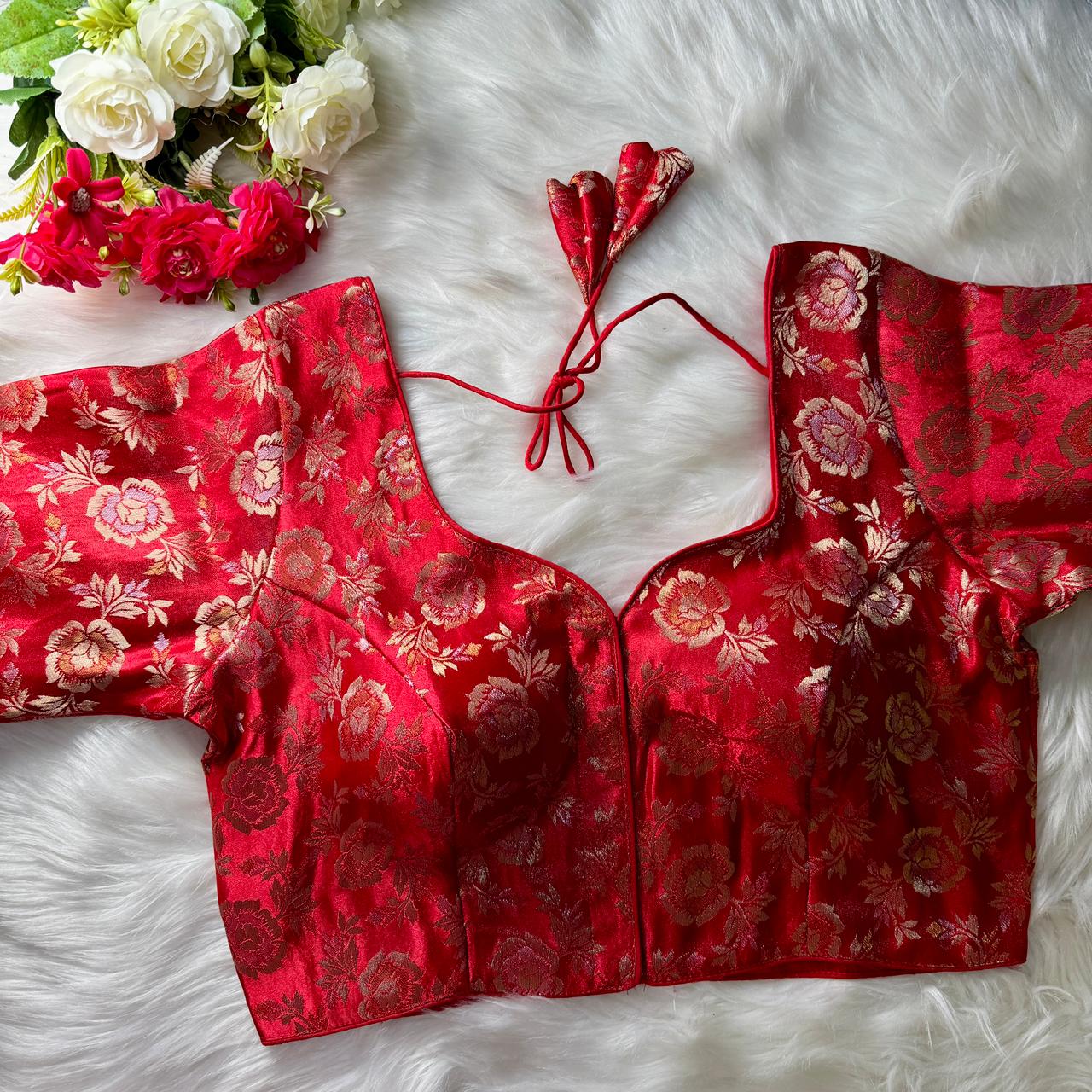 Shimmer Jacquard Silk Designer Blouse