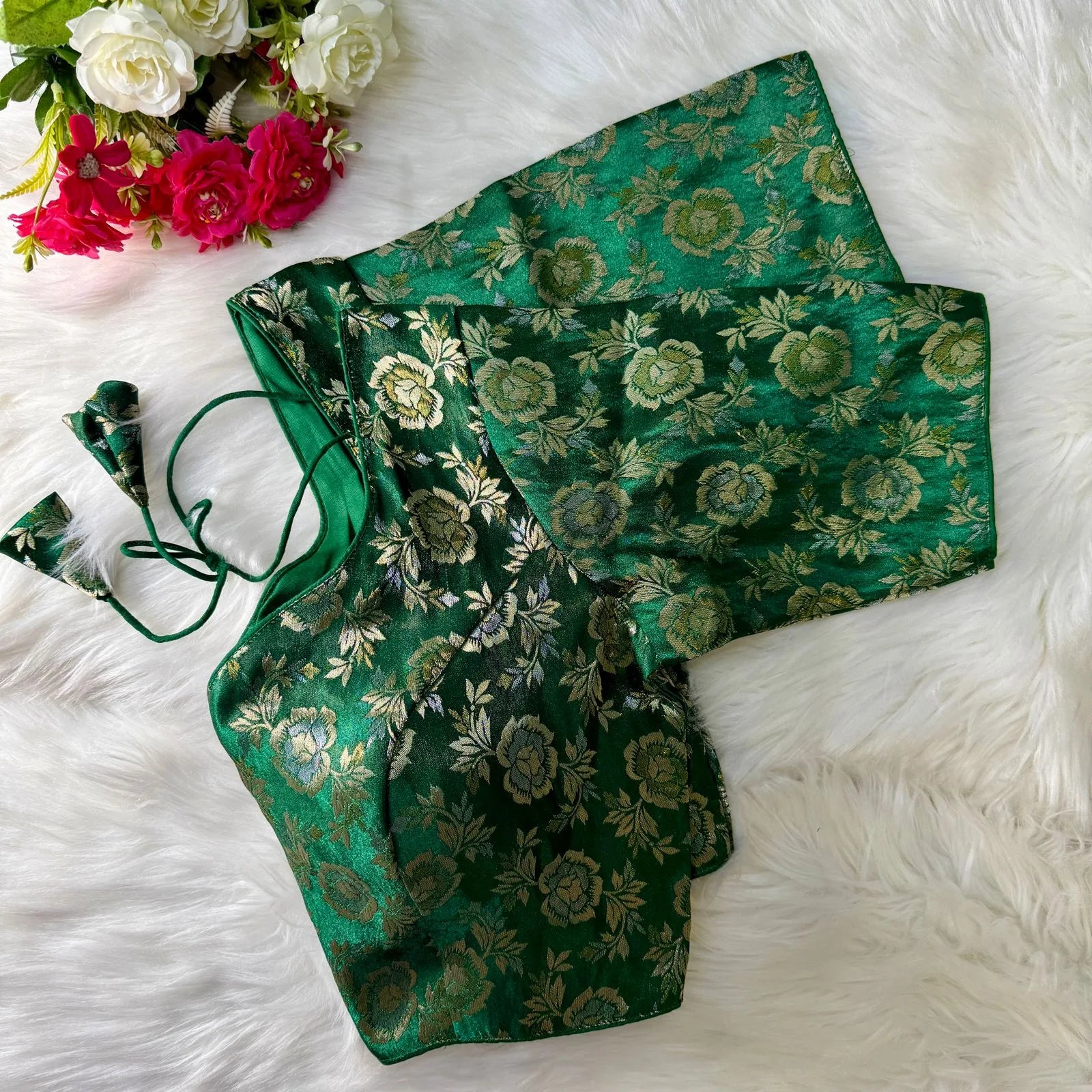 Shimmer Jacquard Silk Designer Blouse