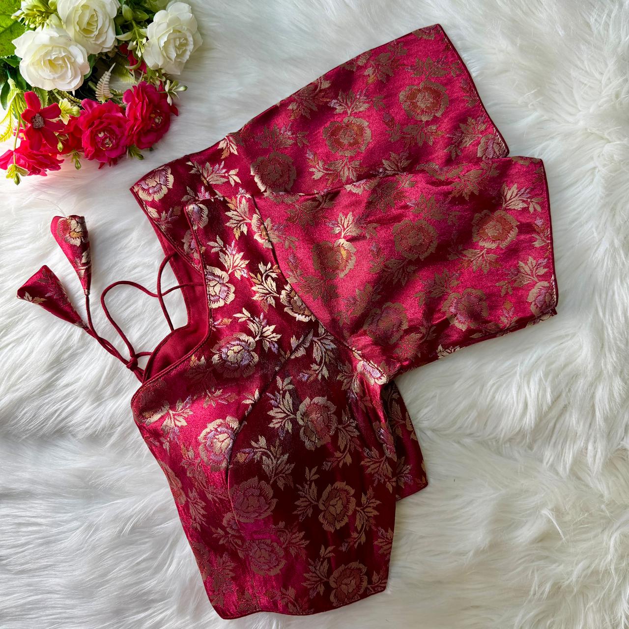 Shimmer Jacquard Silk Designer Blouse