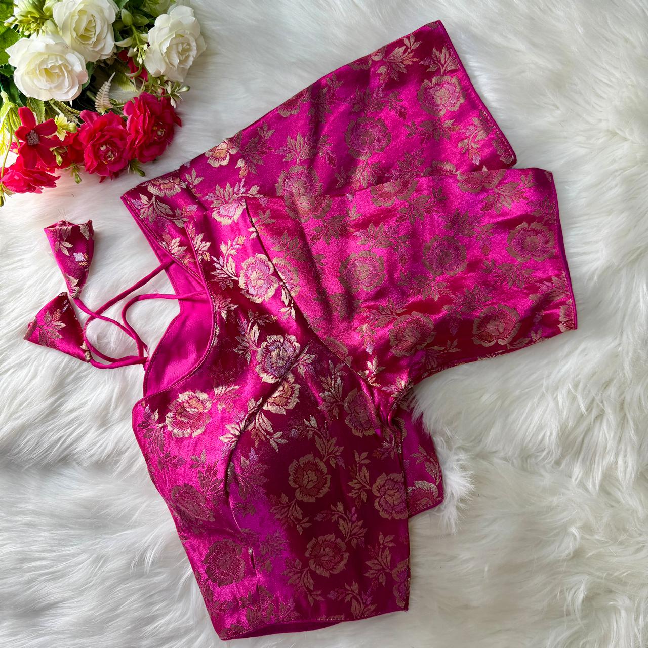 Shimmer Jacquard Silk Designer Blouse