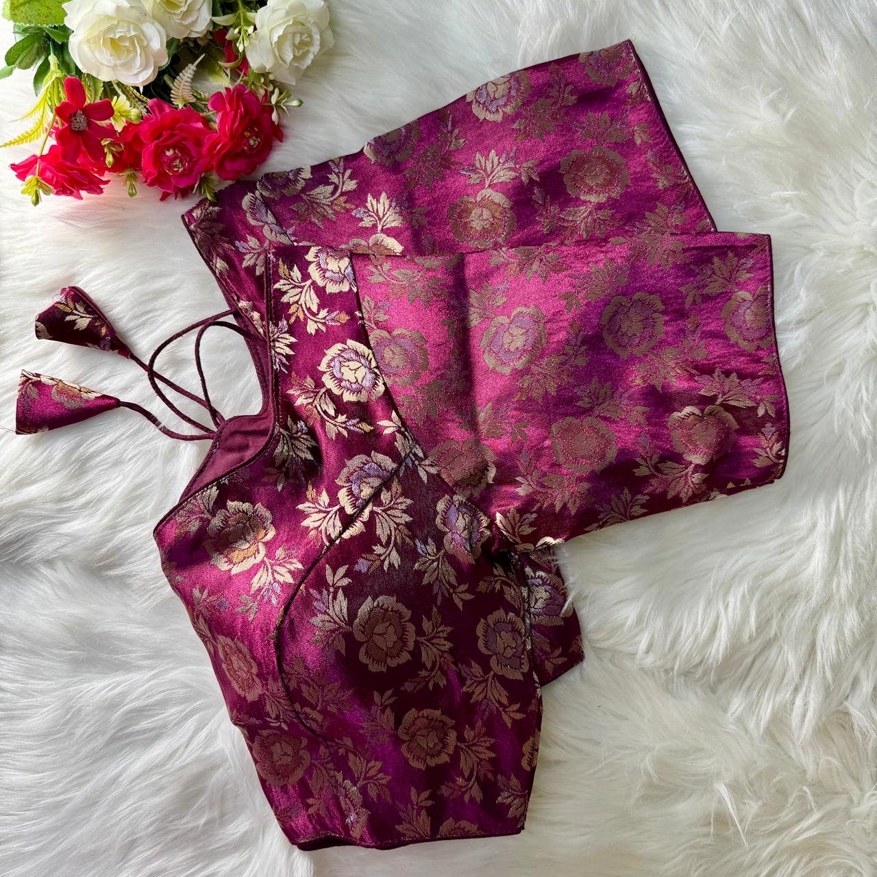 Shimmer Jacquard Silk Designer Blouse