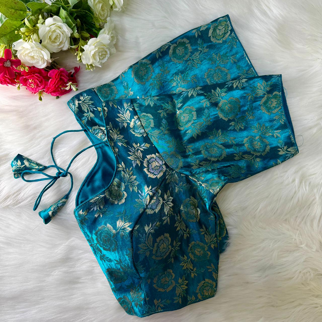 Shimmer Jacquard Silk Designer Blouse