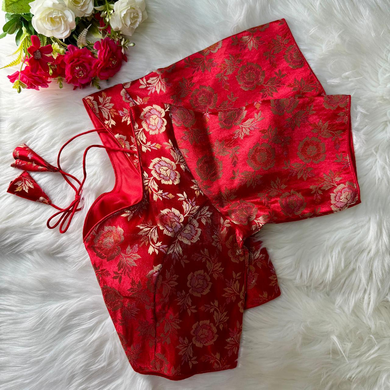 Shimmer Jacquard Silk Designer Blouse