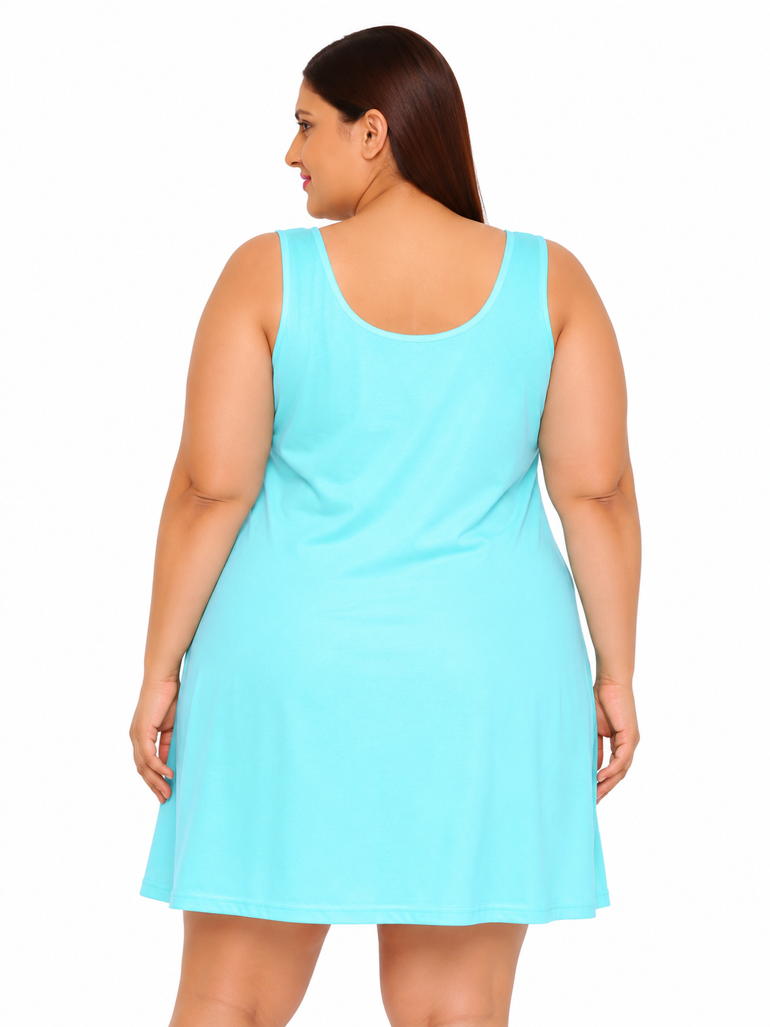 Sky Blue Cotton Short Inner Slip Plus size1