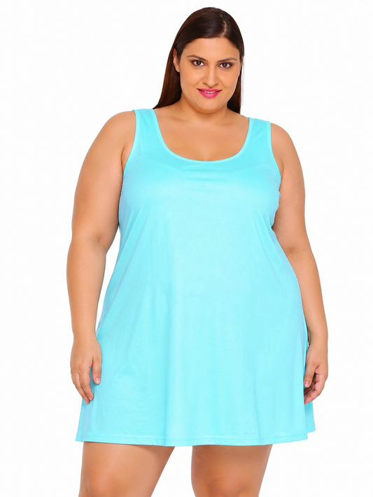 Sky Blue Cotton Short Inner Slip Plus size
