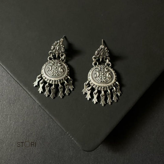 Maya Oxidised Earrings With Black Polish