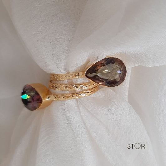 Purple Dual Stone Finger Ring
