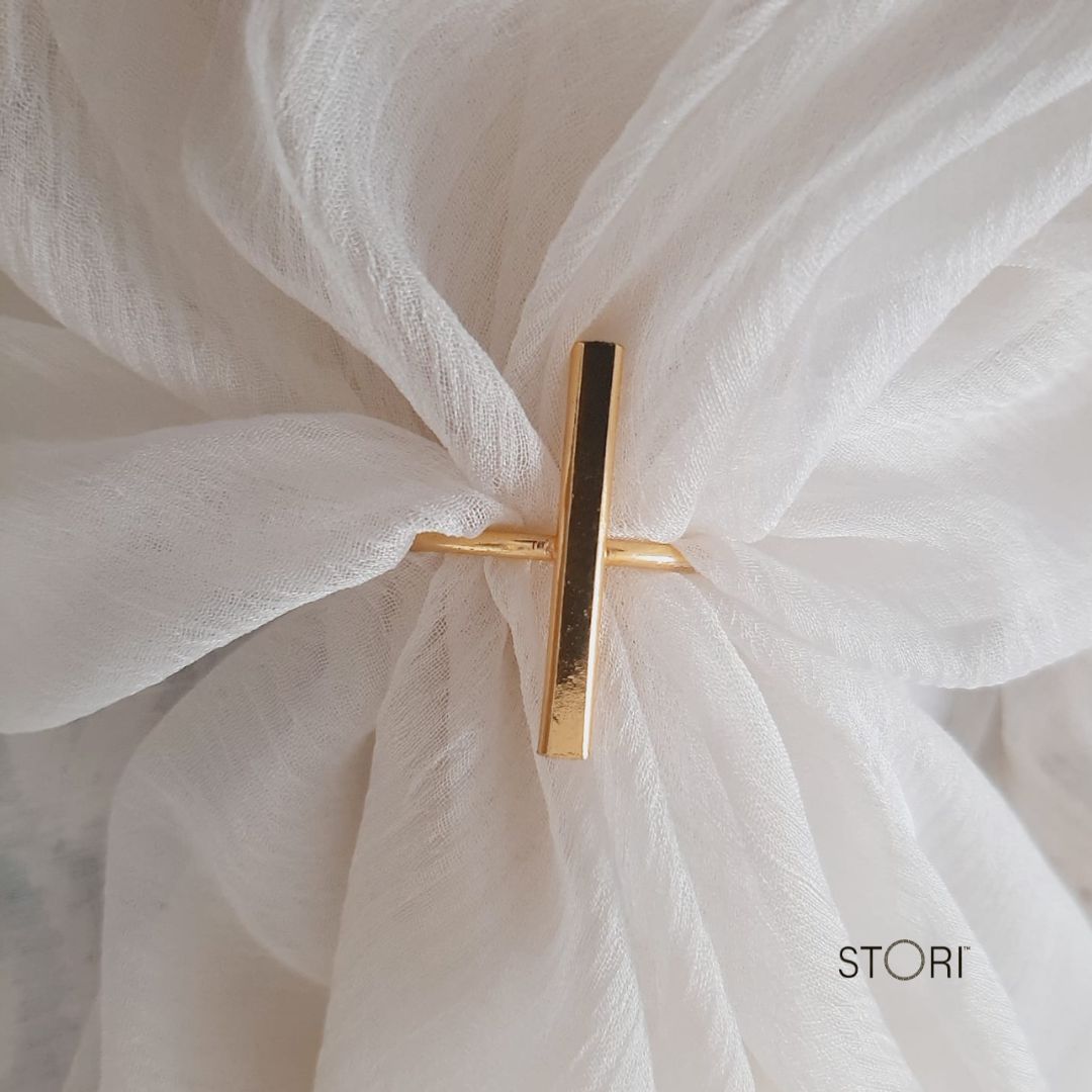 Golden Line Statement Ring