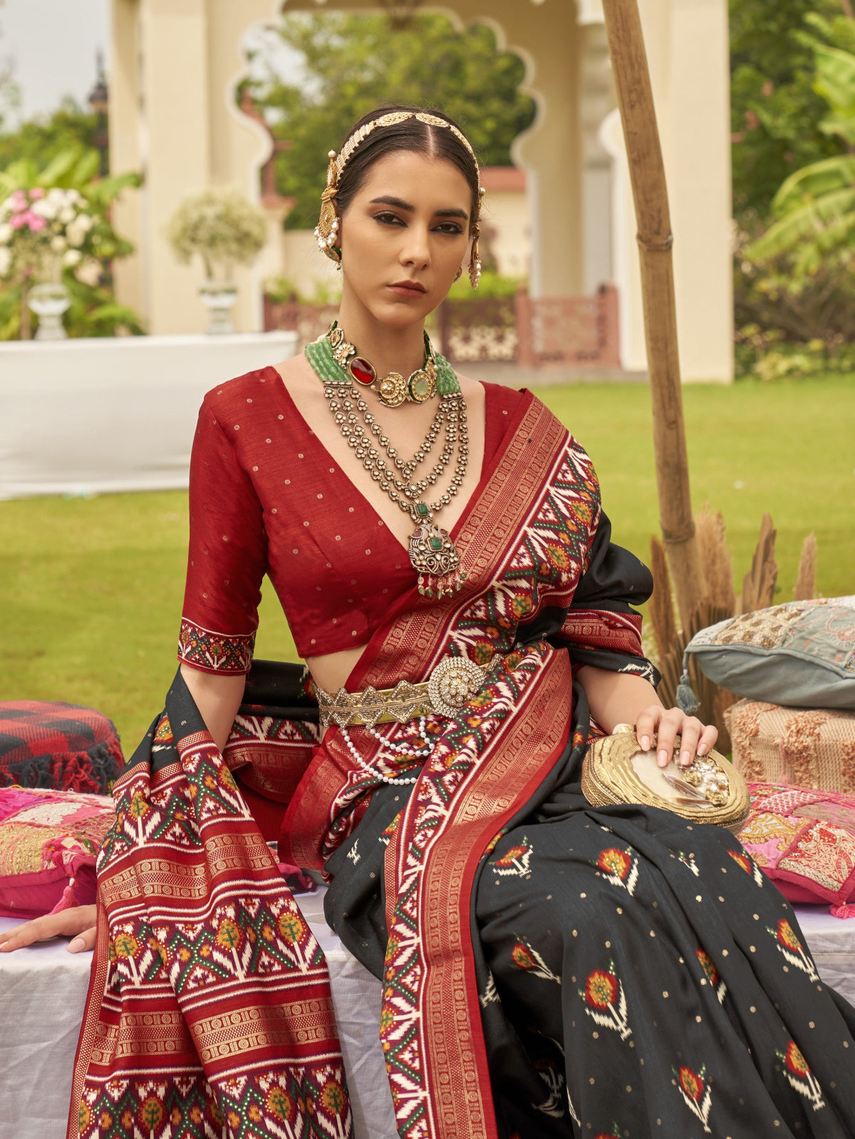 Shop Grey Patola Silk Saree for Wedding at STORI