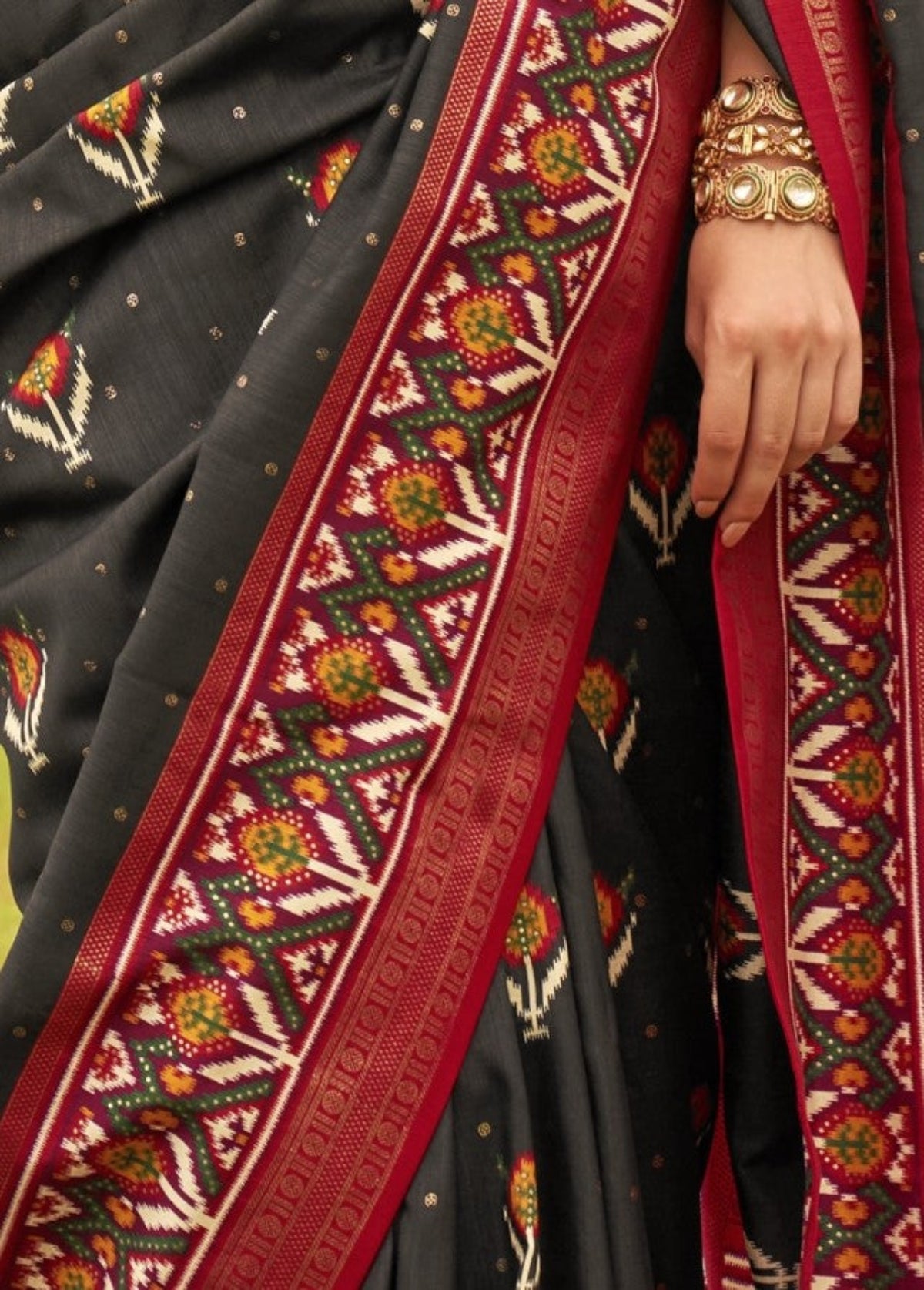 Shop Grey Patola Silk Saree for Wedding at STORI