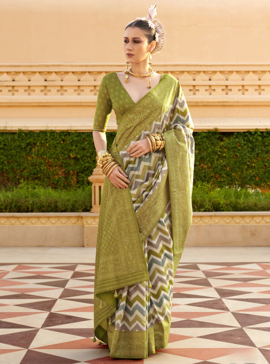 Olive Green Best Patola Silk Saree Online in India