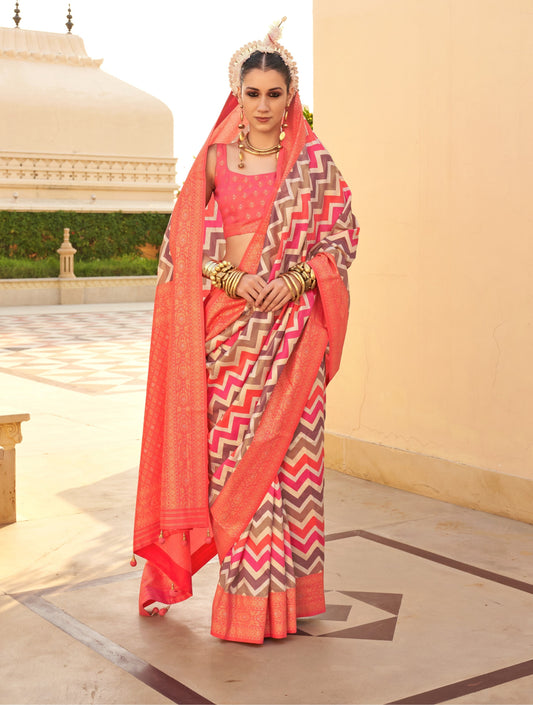 Best Peach Patola Silk Saree Online in India
