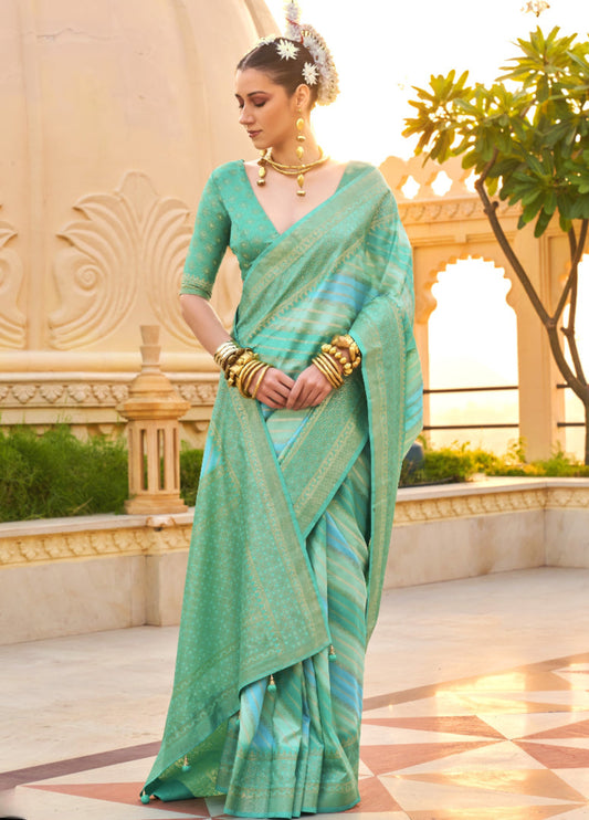Best Aquamarine Green Patola Silk Saree Online in India