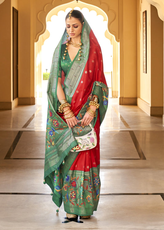 Shop Red Paithani Sarees Online at STORI.