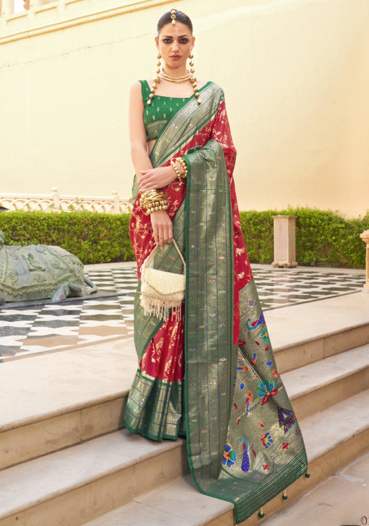 Shop Red Paithani Sarees Online at STORI.