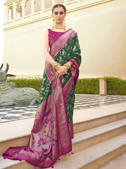 Shop Green Paithani Sarees Online at STORI.